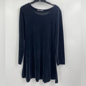 Betsey Johnson 90s black velvet velour boho vintage midi dress size large